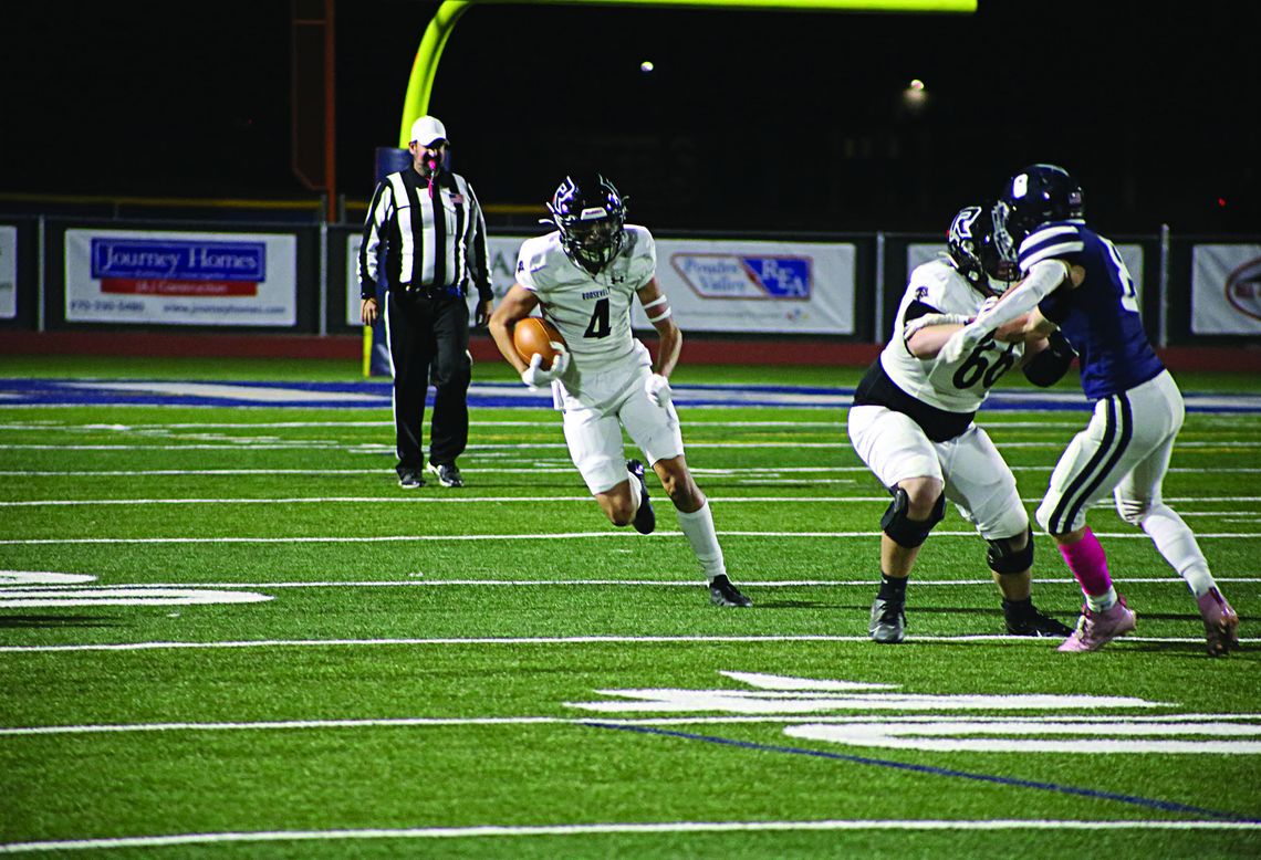 Freshman wide receiver Noah Lucero (#4) racked up three catches for 62 yards and a touchdown – the game winning one – in Roosevelt’s 28-27 victory over Severance last Friday night